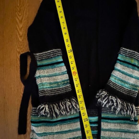 Vintage M Missoni black lightweight sweater cardigan with teal accents US 2 - Picture 6 of 16